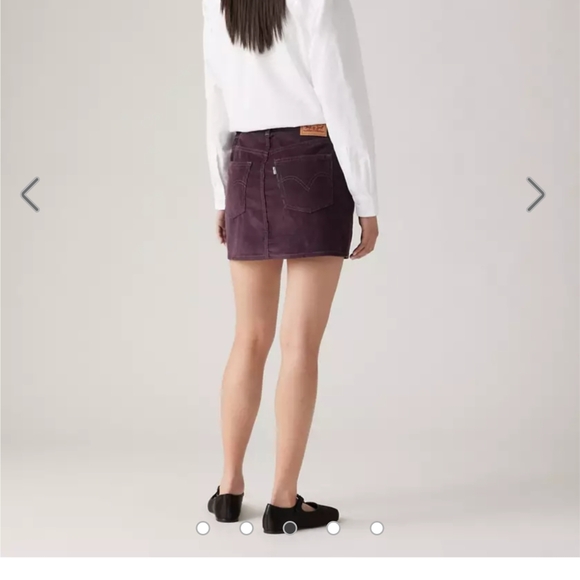 Levi's Icon Purple Plum Corduroy Mini Skirt 29/8 Cotton Button Fly - Picture 3 of 4
